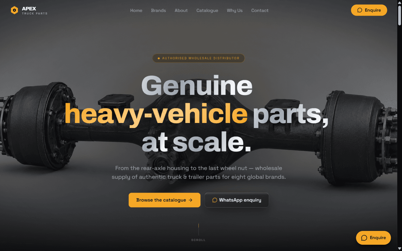 Apex Truck Parts website